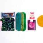 3 cloth pads size XS, 1 mini wetbag